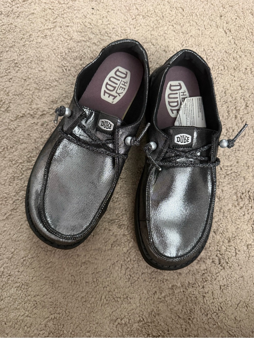 Hey Dude Womens Metallic Black Wendy Shoe
